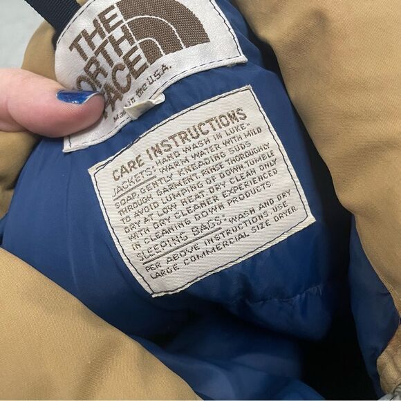 Vintage The North Face Men’s Puffer Down Fill Tan Jacket Size Small Made in USA - Picture 3 of 6